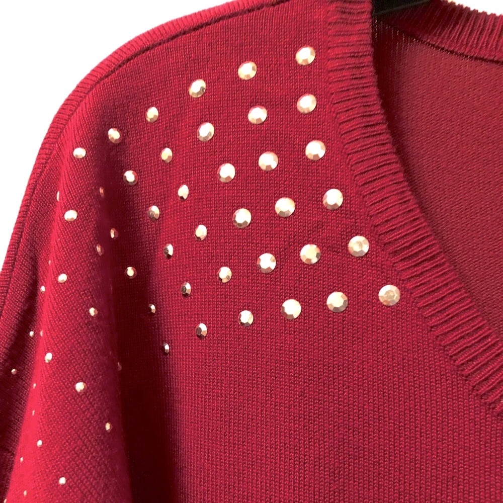 NY Collection red embellished sweater